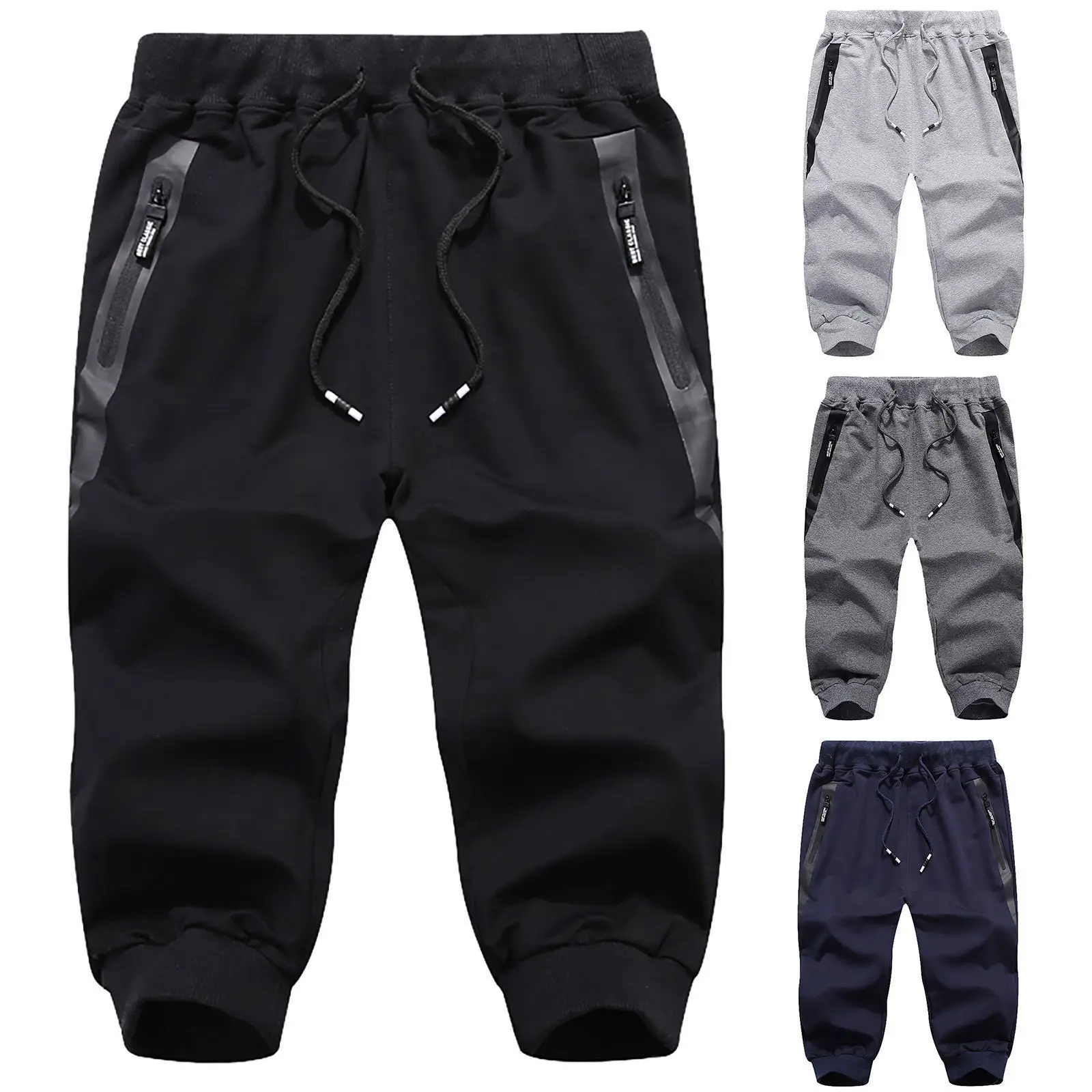 Summer New Men's Capris Casual Shorts Men's Youth Trendy Strap Sports Pants Capris
