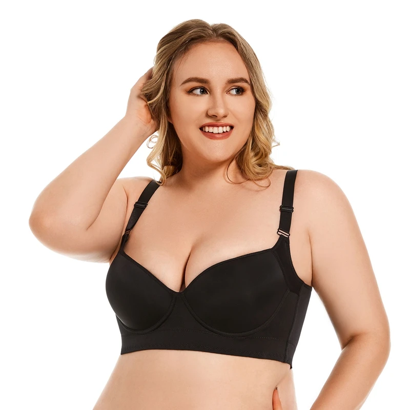 

Big Size Bra Women's Sexy Push Up Bras Eight Hook-and-eye Underwear Plus Size Seamless Bralette Underwire Lingerie C D E Cup