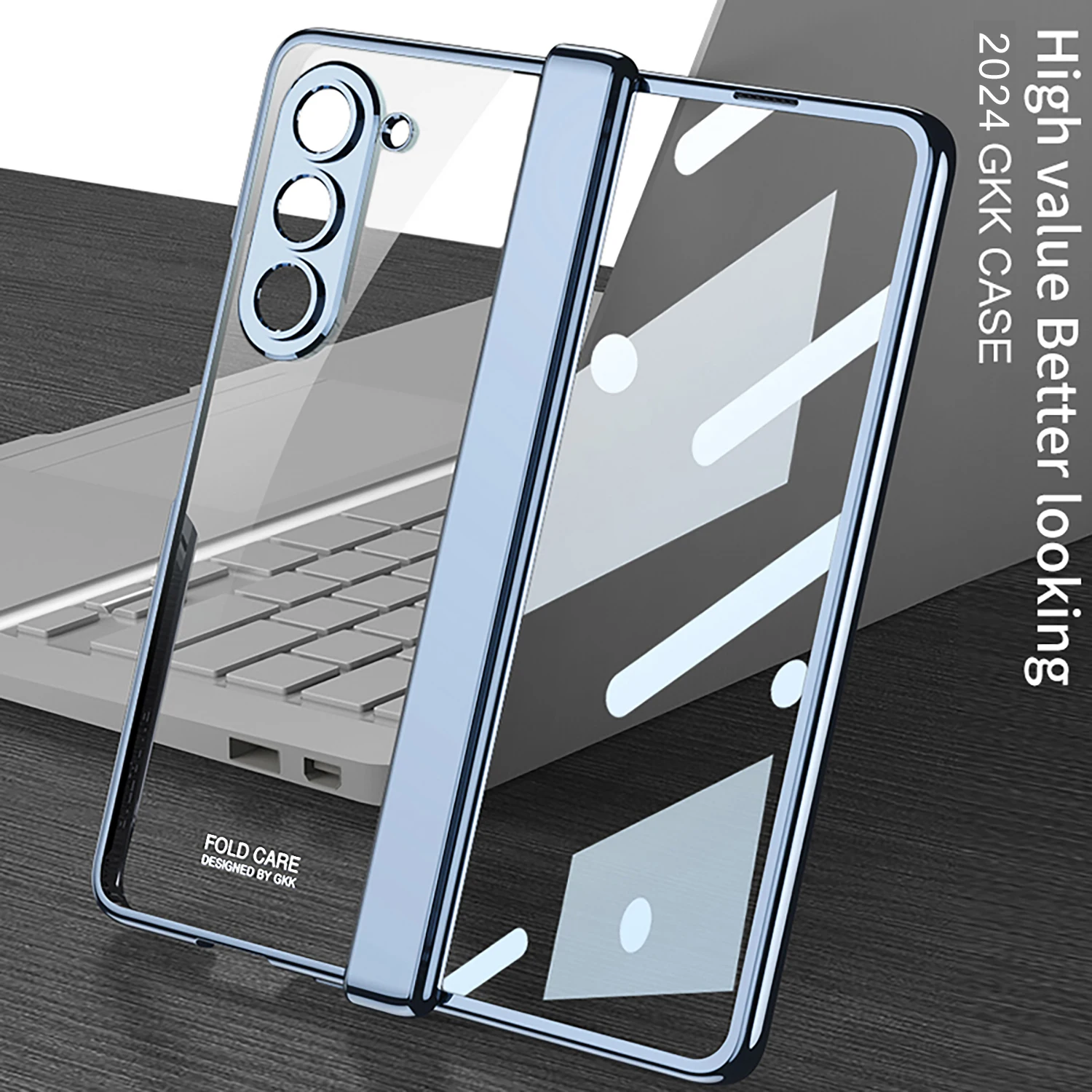 Phone Case For Samsung Galaxy Z Fold 7 6 Fold7 Plating Transparent Magnetic Hinge Phone Case Screen Glass Protective Film Shockproof Cover