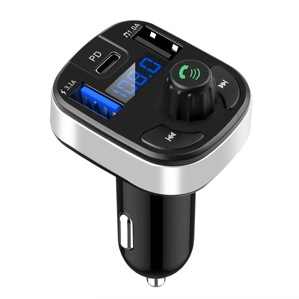 Bluetooth 5.0 Car FM Transmitter With USB PD Charger & AUX – Hands-Free Calling & Music
