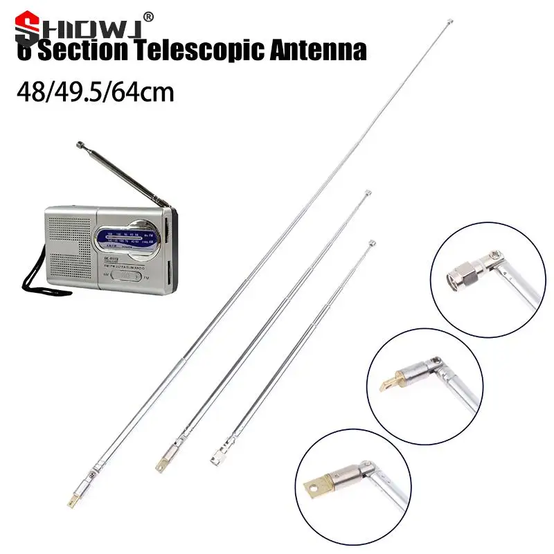 4864cm6SectionMetalFullChannelAmFmRadioTelescopicAntenna360