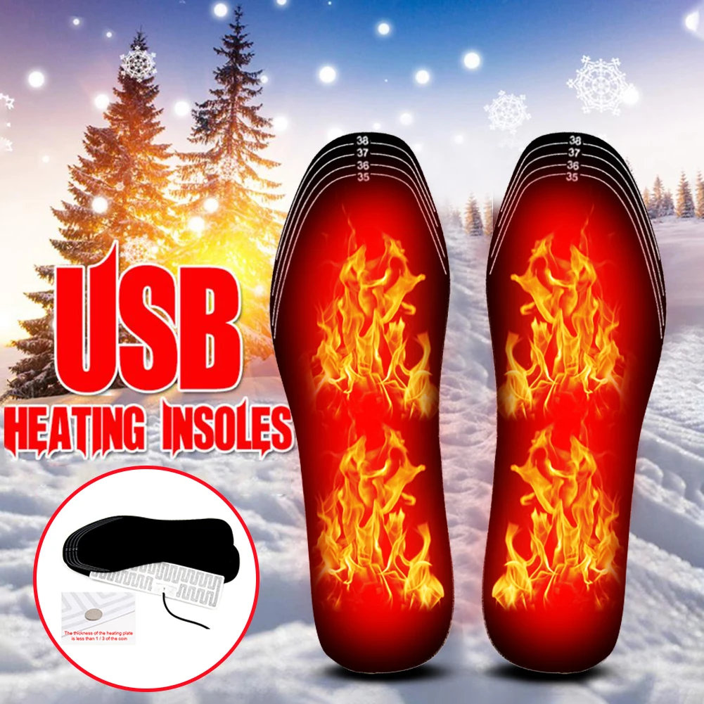 1/2/3pair USB Heated Shoe Insoles Feet Warm Sock Pad Mat Electrically Heating Insoles Washable Warm Thermal Insoles for Mat Unis