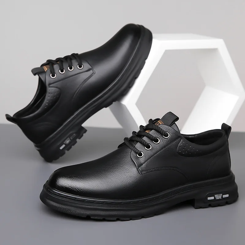 Business Casual Low-top Genuine Leather Shoes Men Spring Autumn New Designer British Style Retro Platform Shoes Loafers Men 4