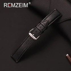 Elegant Lichee Pattern PU Leather Wristwatch Strap - Unisex Replacement Watchband Accessory - 22mm (Black)