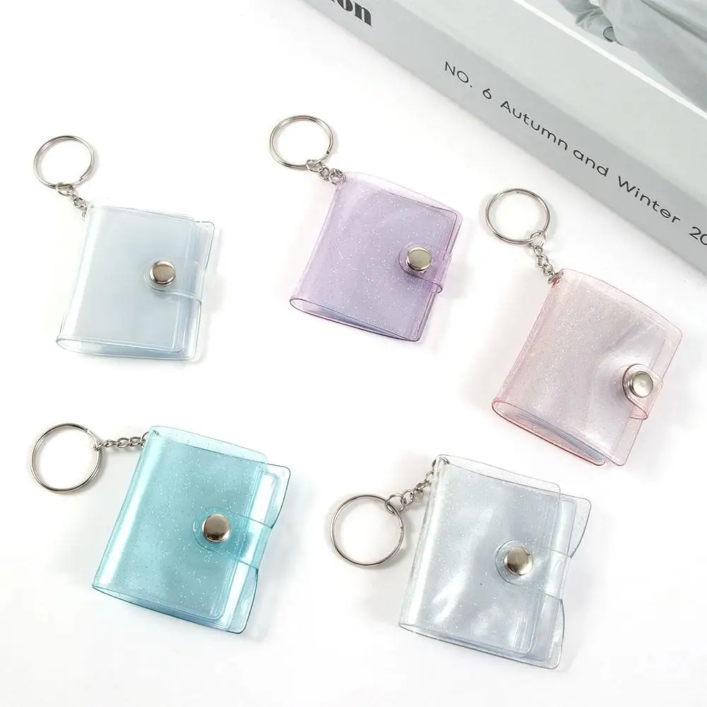 Jelly Color High quality Card Stock 1 Inch 16 Pockets Mini Photo Album Binders Albums Photo Card Holder Photos Holder Keychain