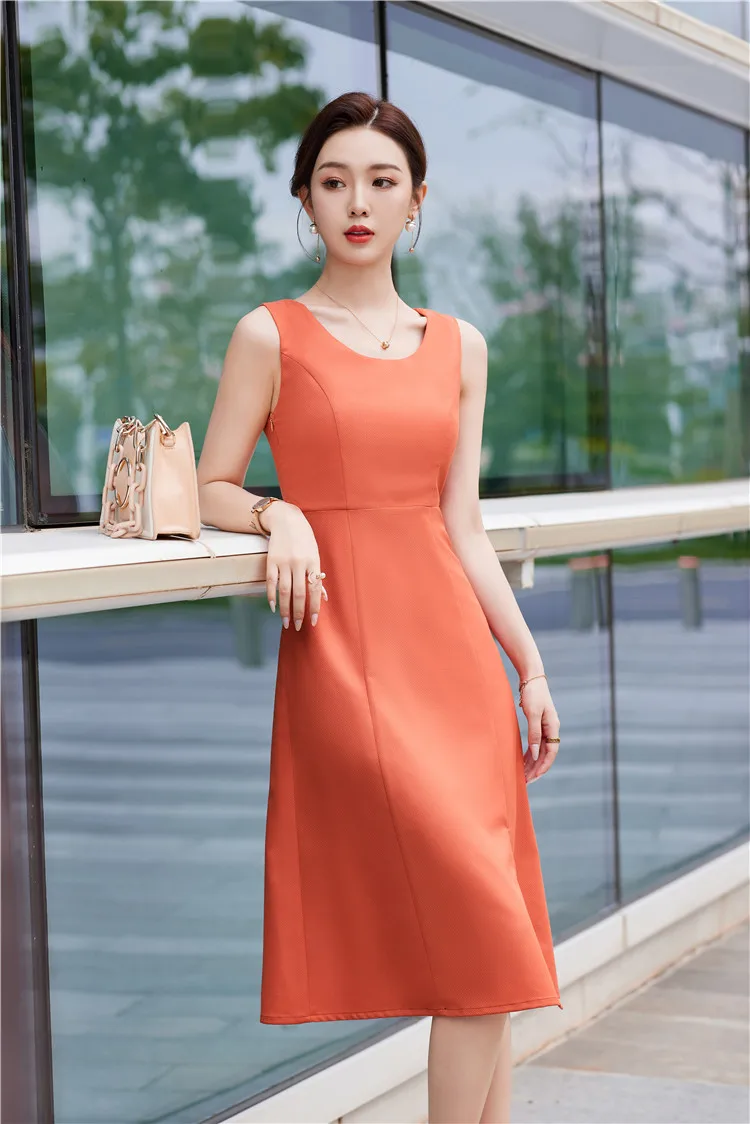 

Summer Elegant Sleeveless Dresses for Women Business Work Wear Formal Elegant Summer OL Styles Professional Vestidos Tops