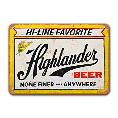 

Vintage Metal Sign Highlander Beer Bar Tin Signs, Plaque Poster for Home Garage Cafe Man cave Wall Decor 12x16 inch
