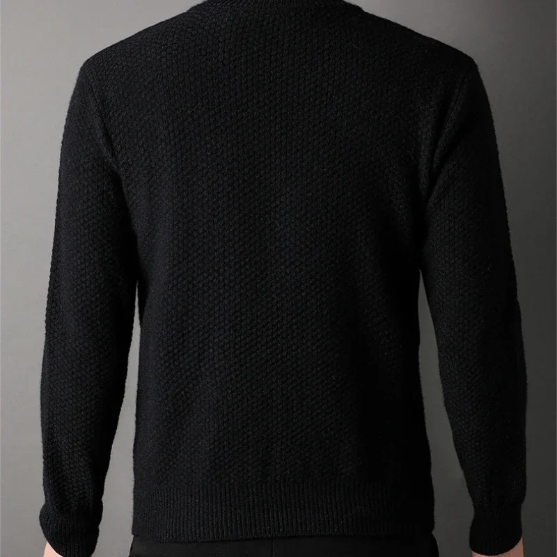 Men's Knitted Sweater Youth Half-high Collar Trendy Long-sleeved Cardigan Retro Twist Mens Sweater knitted cardigan,knitted sweater coat