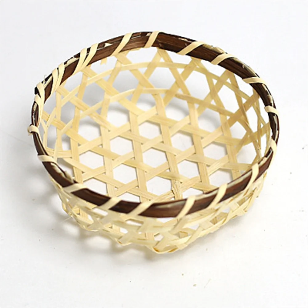 Hand-woven Disc Mini Basket Saving Space Durable Bamboo Storage Basket Household Accessories Fresh Fruit Platter Small Dustpan 4