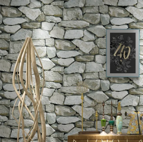 Grey Stone Wall Paper Roll 3D Effect Background Wallpaper Home Decoration pegatinas de pared papel adhesivo pared,10M Per Roll tumbeelluwa natural crystal stone resin ashtray home party bar decoration gravel minerals jewelry plant holder office ornaments