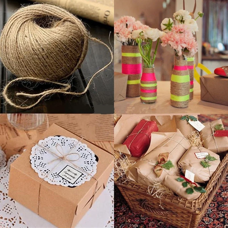 100M/Roll Natural Jute Twine Crafting Twine String Packing String Gifts  Wrapping Jute Rope For DIY Crafts Photos Bundling Garden - AliExpress