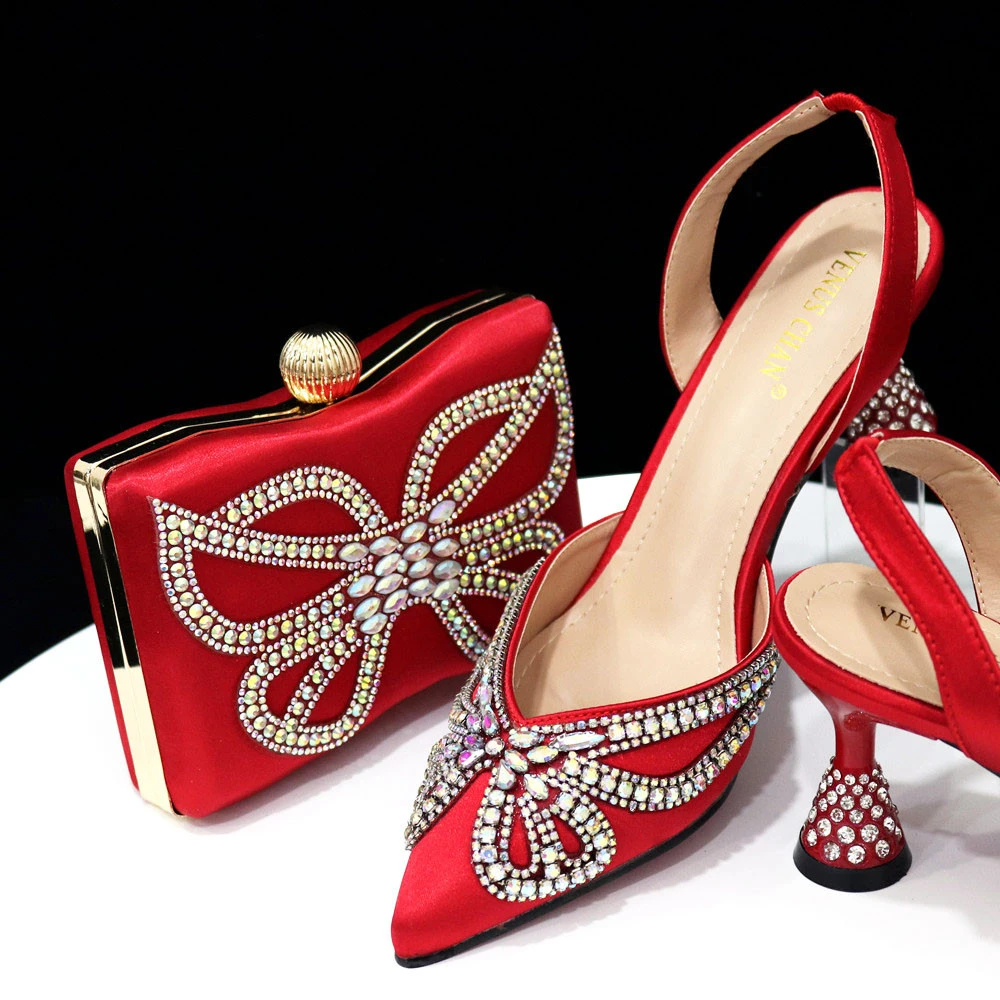 

doershow nice African Shoes And Bag Matching Set With wine Hot Selling Women Italian Shoes And Bag Set For Party Wedding SJK1-15