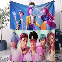 K-Pop Demon Hunters Blanket Hot Anime Flannel Blanket Fan Gift Suitable for Home Leisure Camping Travel Multifunctional Blanket - T10-003-MT, 130X150cm