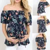 New Womens Clothing Plus Size Tees For Pregnant Women's Short Sleeve Tops Breastfeeding Off Shoulder Floral T-shirt Maternity 1