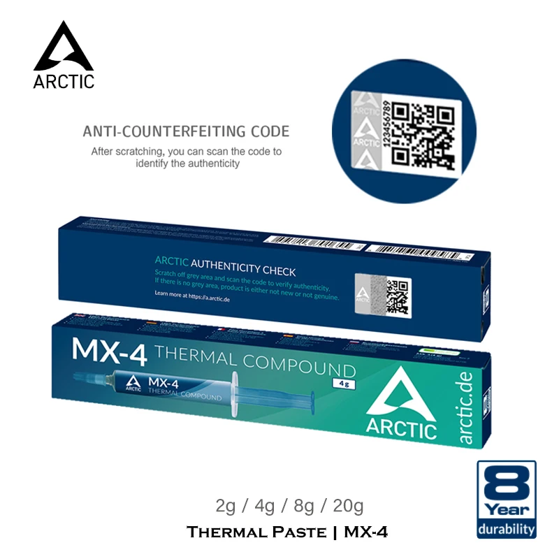 Arctic MX-4 compuesto térmico superior, 8,5 w/m-k utilizado para PC  CPU/GPU, grasa de silicona, disipador térmico, pasta de yeso, 2g/4g/8g/20g