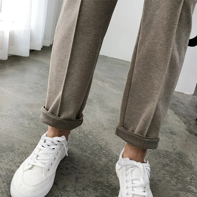 New Autumn and Winter Women's Thickened Harlan Pants Fashion Casual Elastic Waist Nine-point Pants Radish Pants 6648