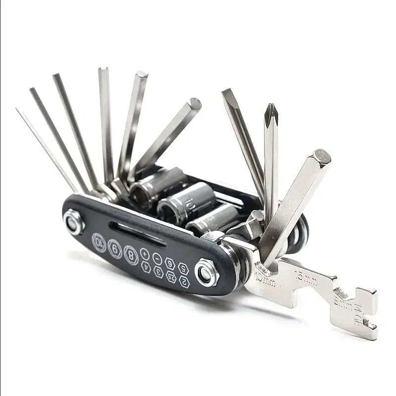 Clé multifonctionnelle à douille portable 16 en 1 pour vélo de montagne, tournevis multifonction pour vélo, outils de réparation de moto et de vélo_voghion.com