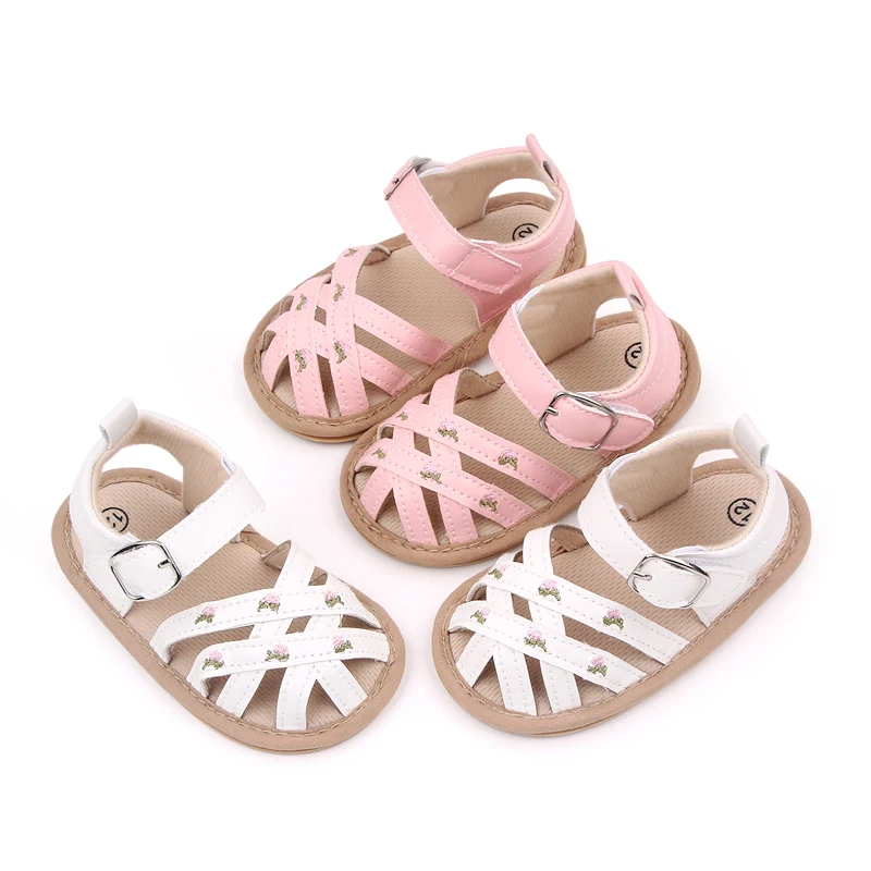 Baby Girl Cross Strap Sandals Summer Outdoor Walking Shoes Beautiful Flower High Quality PU and TPR for 0-9-18 Month Baby BL3024 1