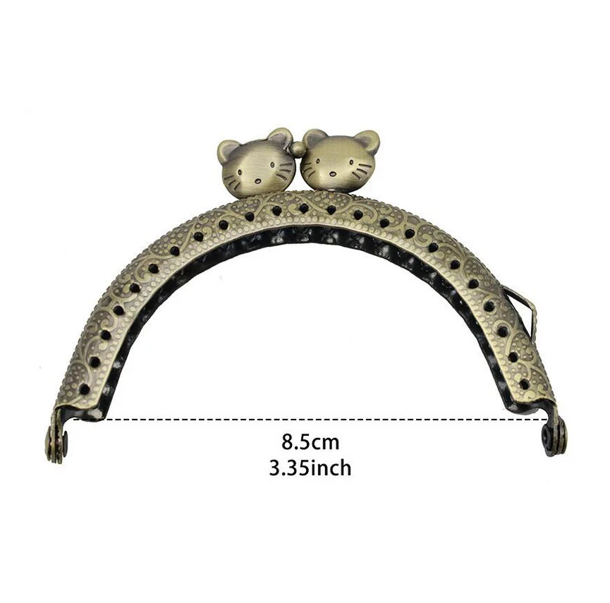 Telaio Per Borsa In Metallo Con Chiusura A Bacio, Tono Bronzo Retro Quadrato Goffrato Manico Portatile 20 5 Cm 94974219
