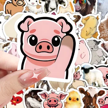 10/60PCS Animali da fattoria Adesivi Cartoon Maiale Pecora Pollo Graffiti Animale Meme Adesivo Laptop Chitarra Auto Bici Skateboard Giocattolo per bambini