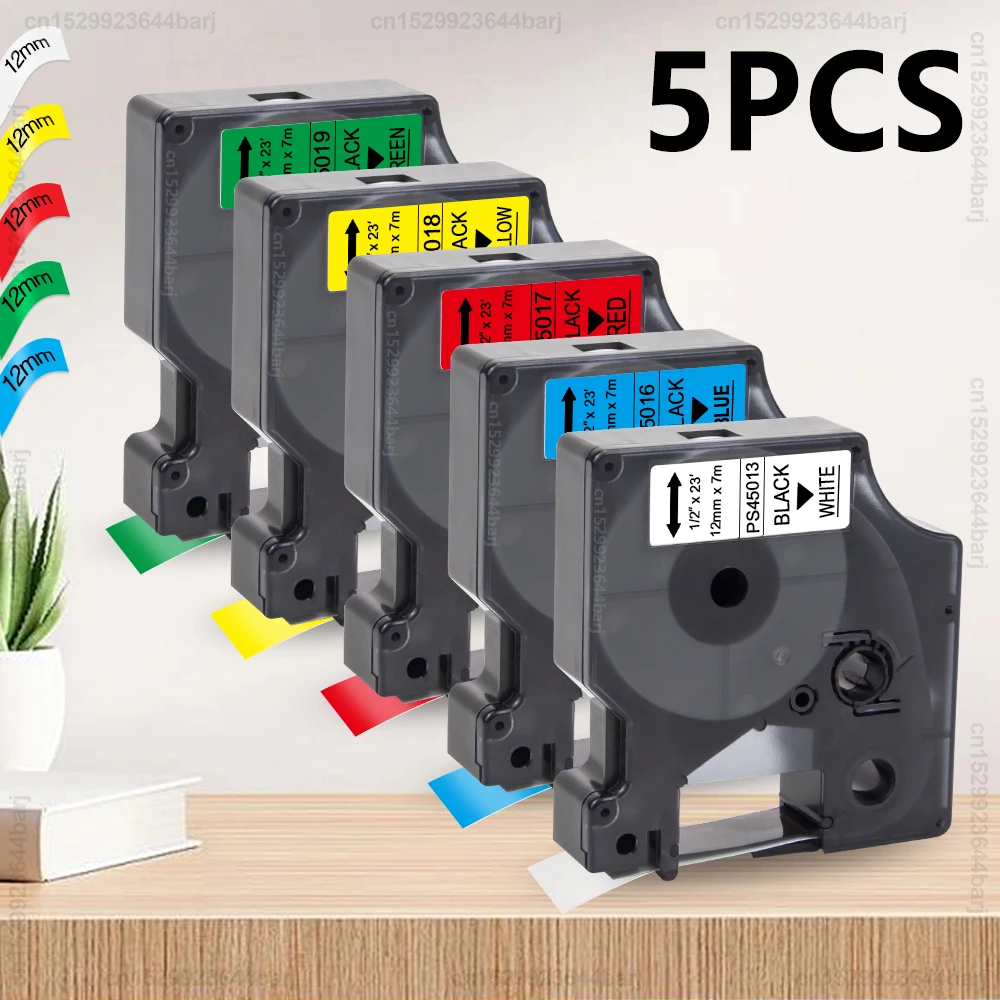5 шт. 45013 45010, совместимая лента для этикеток Dymo D1 45018 45023 45024, картридж для этикеток 12 мм для Dymo LabelManager 160 280 Label Maker