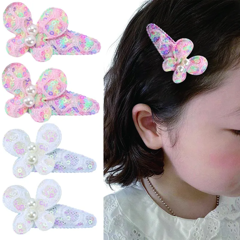 

Oaoleer 2Pcs/set Butterfly Pearl Hairpins For Baby Girls Fashion Children BB Clip Barrettes Kids Headdress Hair Accessories Gift