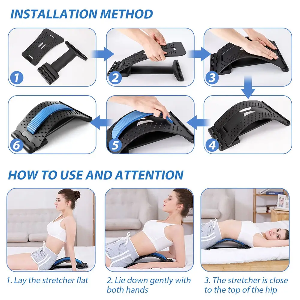Back Stretching Device Back Stretcher Support Spinal Chiropractic Lumbar  Relief Muscle Pain Relief for Fitness Massage Equipment - AliExpress