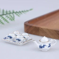 Miniature Dollhouse Ceramic Tea Set - 12-Piece Decorative Accessory Collection (6pcs)