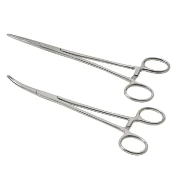 1pc Stainless Steel Hemostatic Forceps Surgical Forceps Tool Hemostat Locking Clamps Forceps Fishing Pliers Curved/Straight Tip