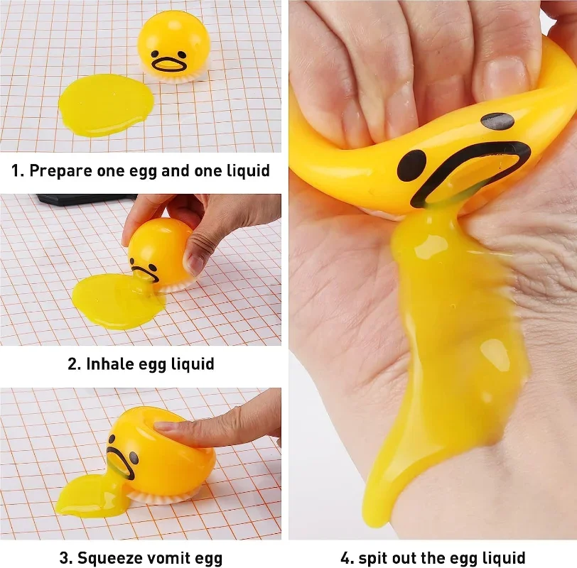 Sticky Funny Toy Disgusting Egg Yolk Brother Vomiting Egg Yolk Army Lazy Custard Vomiting Ball Decompression Funny Toy