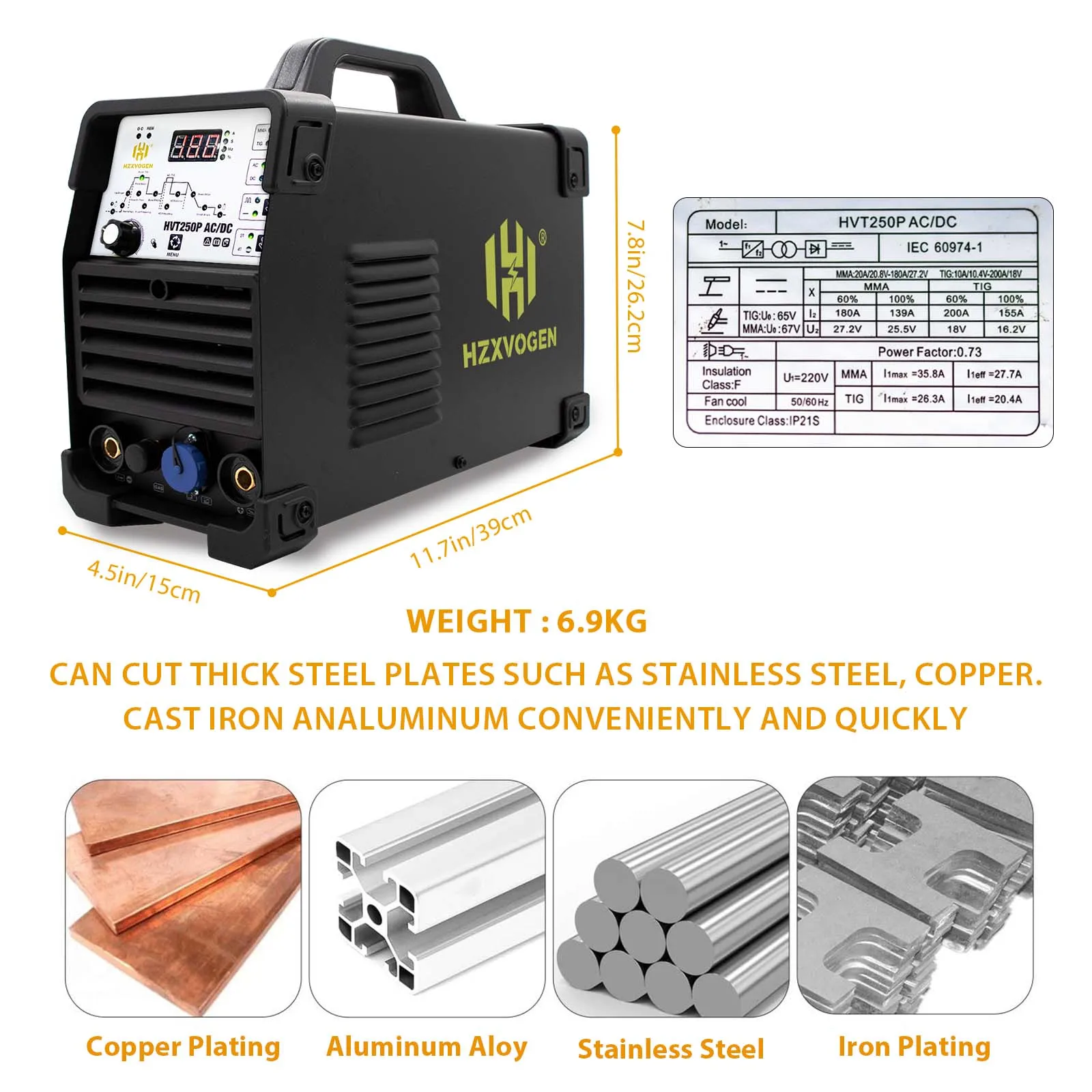 HZXVOGEN AC/DC Aluminum Pulse Tig Welding Machine MMA ARC Stick Welder Tool IGBT Inverter 2T 4T Soldador 110V 220V Tig Welders 3