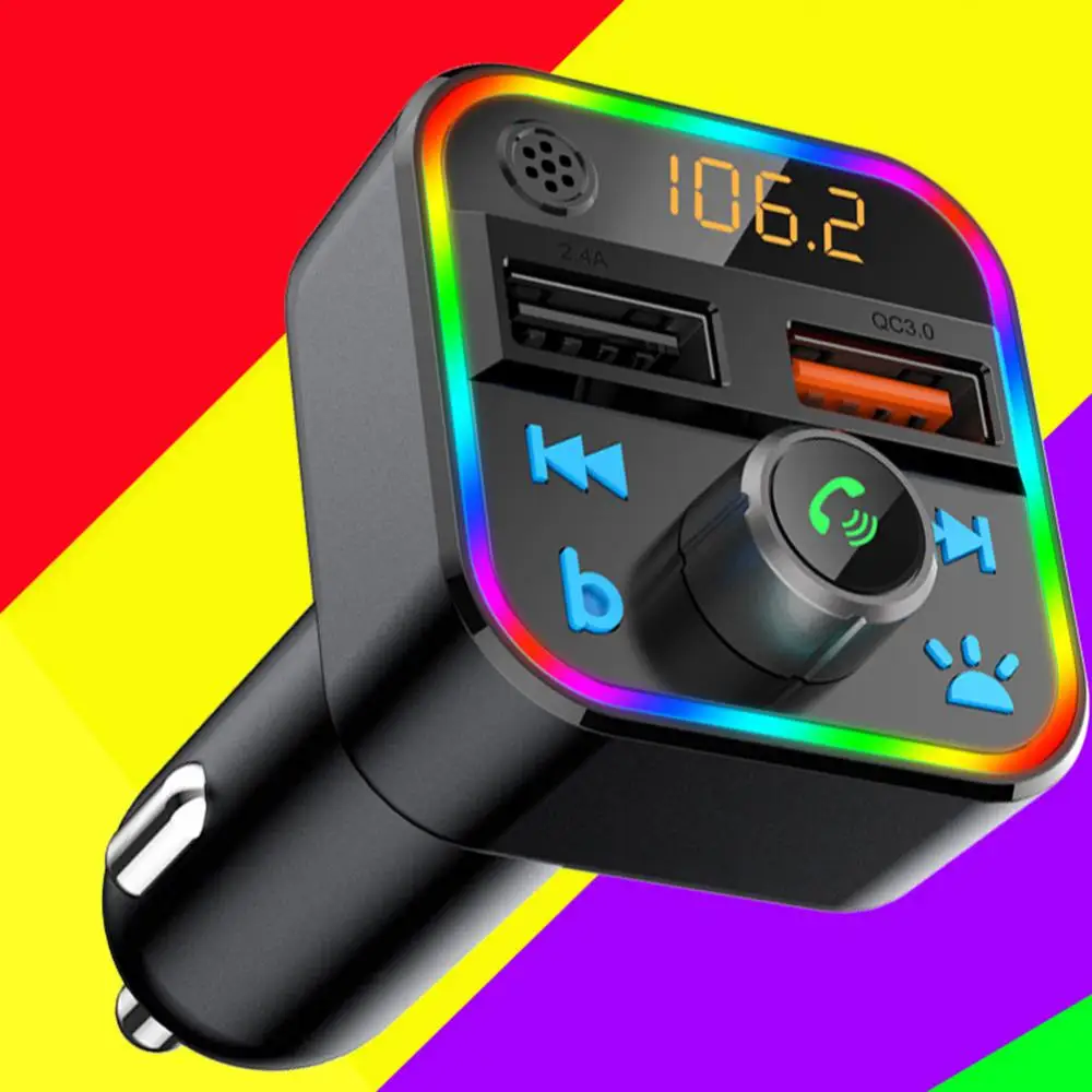 

Адаптер для быстрой зарядки Bt22, быстрая зарядка, многофункциональное атмосферное освещение, два порта Usb для зарядки