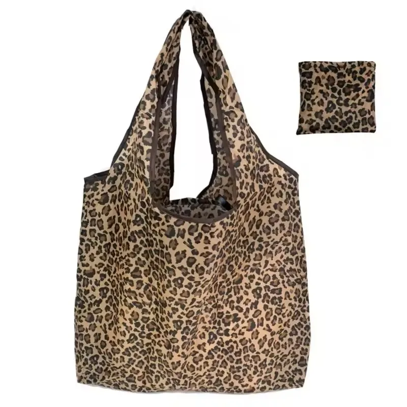 Women’s Large Capacity Leopard Print Foldable Shopping Bag – Reusable Tote for Daily Use & Travel 1