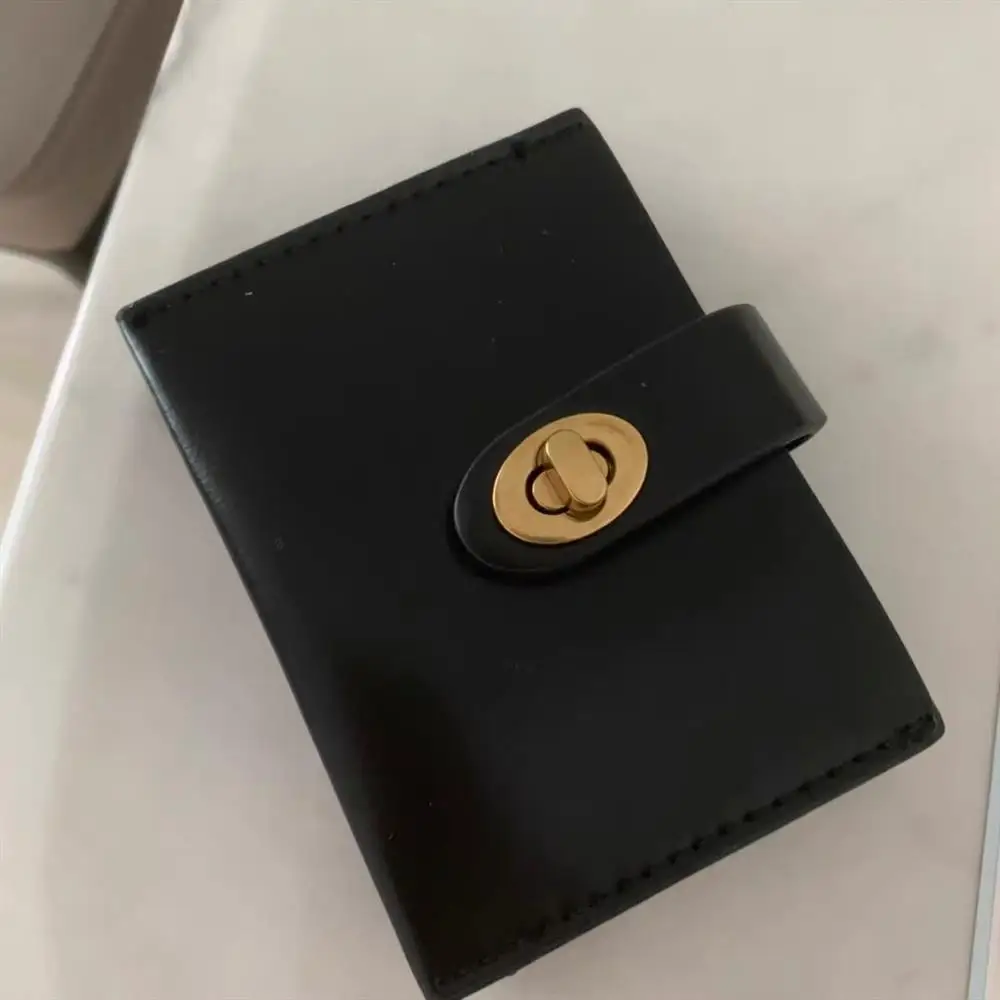 

Wallets Card Holder Solid PU Retro Simple Mini Purse Vintage Money Bag Females Multifunction Fashion High Quality Wallet Ulzzang
