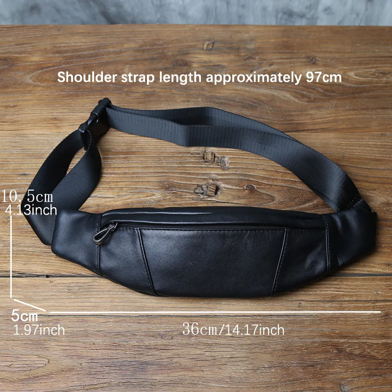 NZPJ Genuine Leather Men's Chest Bag Natural Cowhide Crossbody Bag Multi-functional Outdoor Waist Bag Mobile Phone Bag Men's Bag