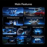 Pictrey A400 4K Dash Cam Built-in ADAS Wi-Fi Dash Car Camera with 1.9'' IPS Screen Support Parking Monito Night Vision Car DVR - Image 2