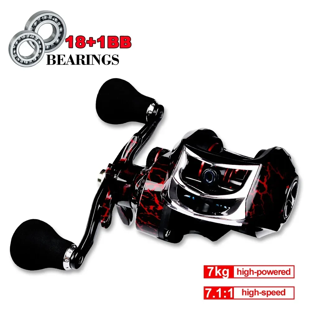 Fishing Reel Fishing Tackle Accessory 18+1BB Dual Brake System Baitcasting Reel 8KG Max Drag 7.1:1 High Speed Fishing Reel