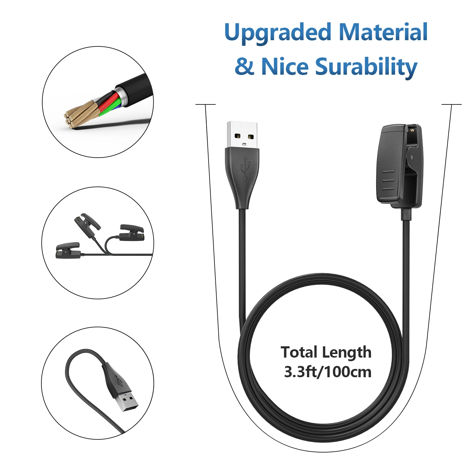 100CM USB Charger with Clip Cradle