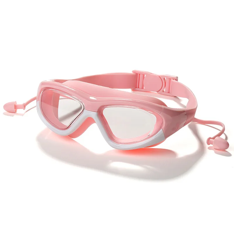 Swimming Goggles Children Swim Goggles Earplug 2 in 1 Set Anti-Fog HD Lens Silicone Protection for 4-15 Years Children