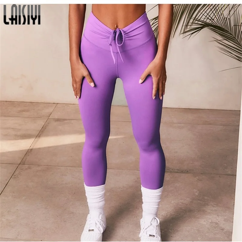 Women Scrunch Pant Sport Gym Running Tights Femme High Waist Belly