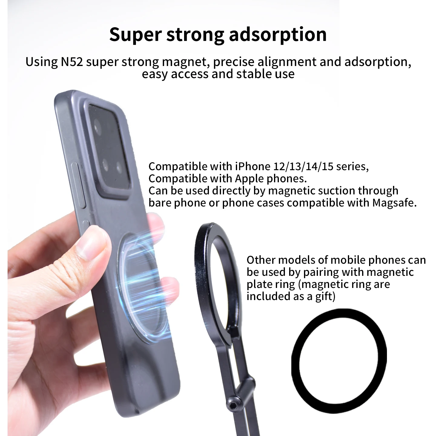 Magnetischer faltbarer Stativ-Handyhalter für MagSafe iPhone 17 16 15 Pro Max Smartphone – Tragbarer Handy-Ständer aus Aluminiumlegierung – Detail 5