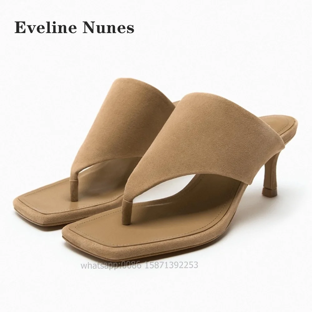 Brown Clip Toe Women Slides Thin Heels Solid Shallow Casual Slippers Slingback Slip On Big Size Casual Shoes New Arrivals 2024
