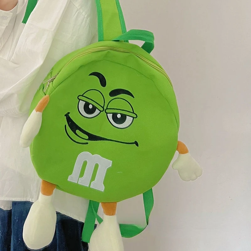 Kawaii Fashion Women Backpack Cute Quirky M Beans Shoulder Bag Ins Candy Colour Girls Heart Backpack Students Canvas Schoolbag