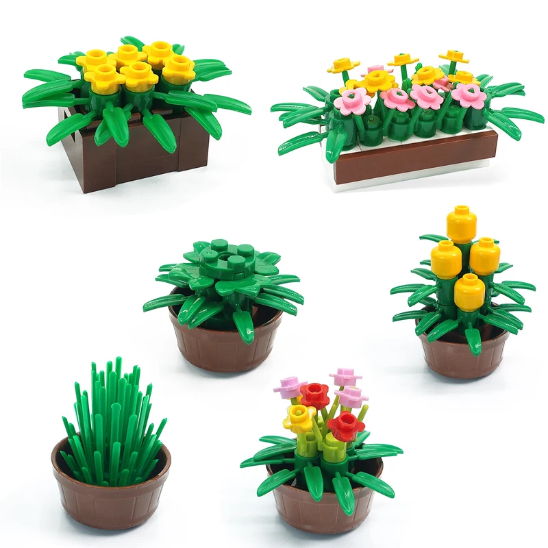 Pianta Moc Building Blocks Parti Albero In Miniatura Bonsai Mattoni Kit Giocattoli Flower Stand Castello Chiesa Scena Decorazione Fai Da Te