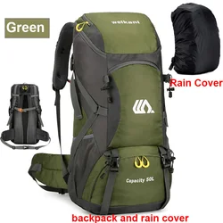 Waterproof 50L Outdoor Sports & Hiking Backpack (Green cover set)