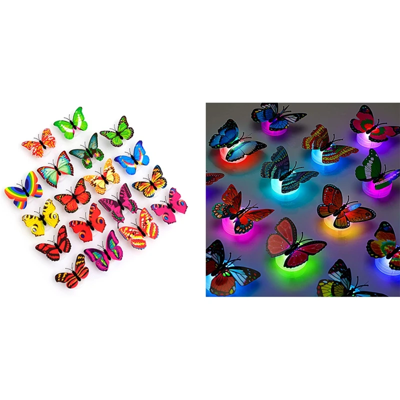 

LED Butterfly Decoration Night Light Sticker Single And Double Wall Light For Garden Backyard Lawn Festive Party