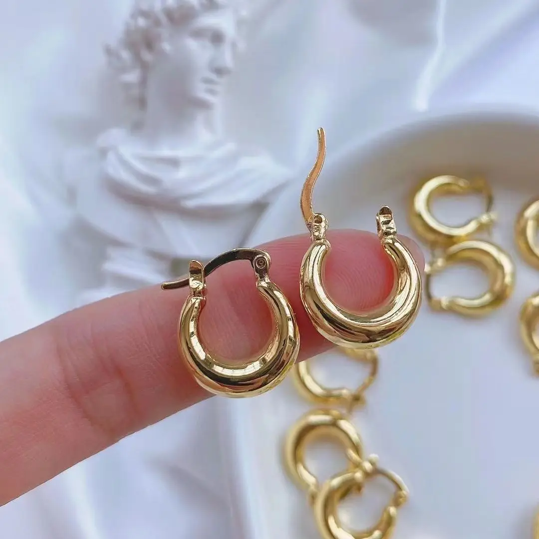

5Pairs, Dainty Geometric Smooth Metal Hoop Earring for Women Fashion Copper Earrings Geometric Shape 2022 NEW Jewelry