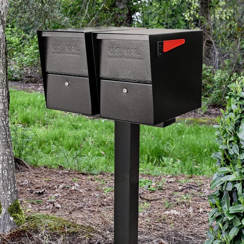 7206 Package Master Curbside Locking Security Mailbox Black,Medium & 7144 Box Bar for Two Applications, 2 Mailbox Spreader