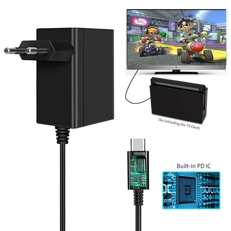 EU/US Plug AC Adapter Charger for Nintendo Switch / OLED Type C USB Power Supply Wall Charger for PS5 Portal Accessories Nintendo Switch Charger