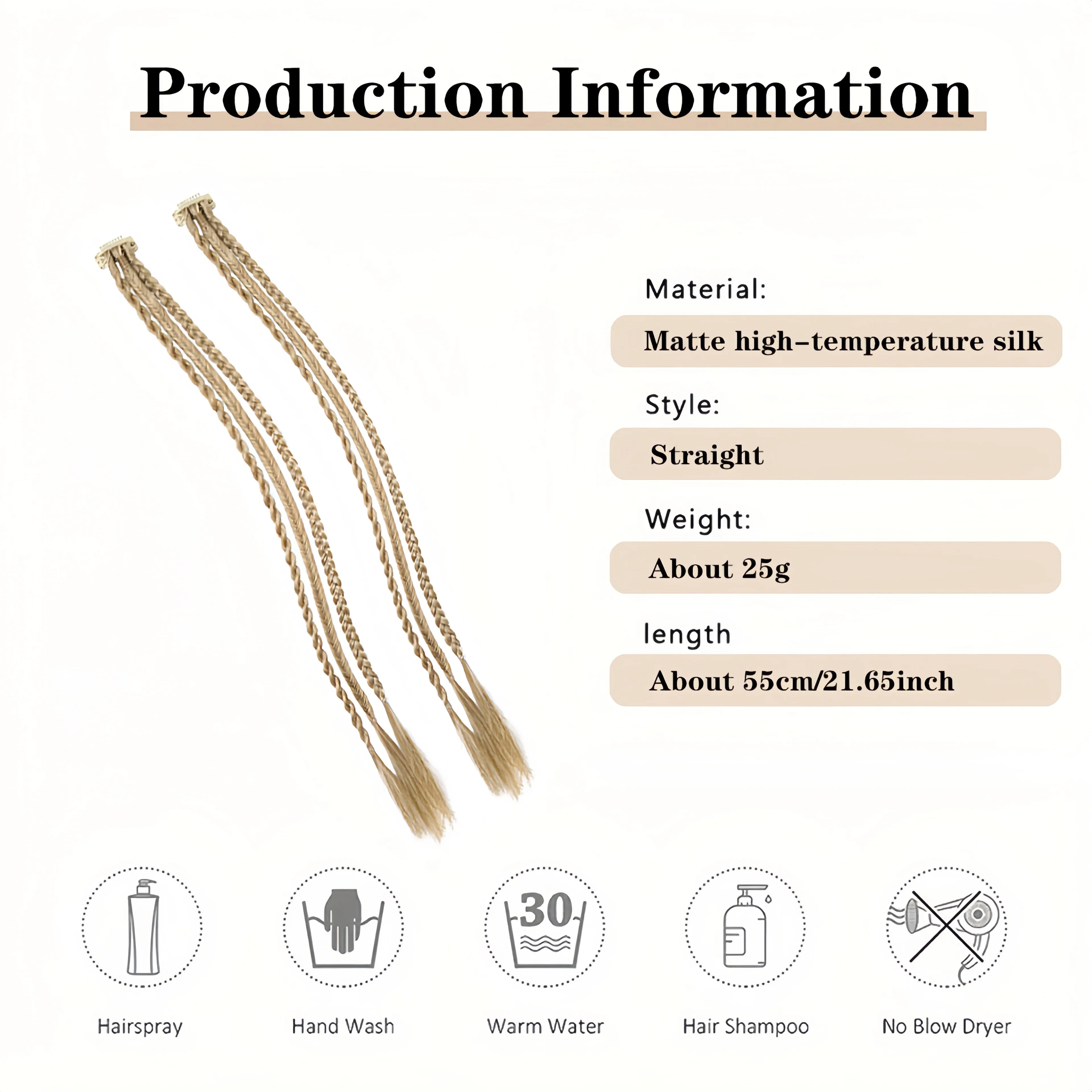 Synthetic Hair Extensions Triple Braid for Women